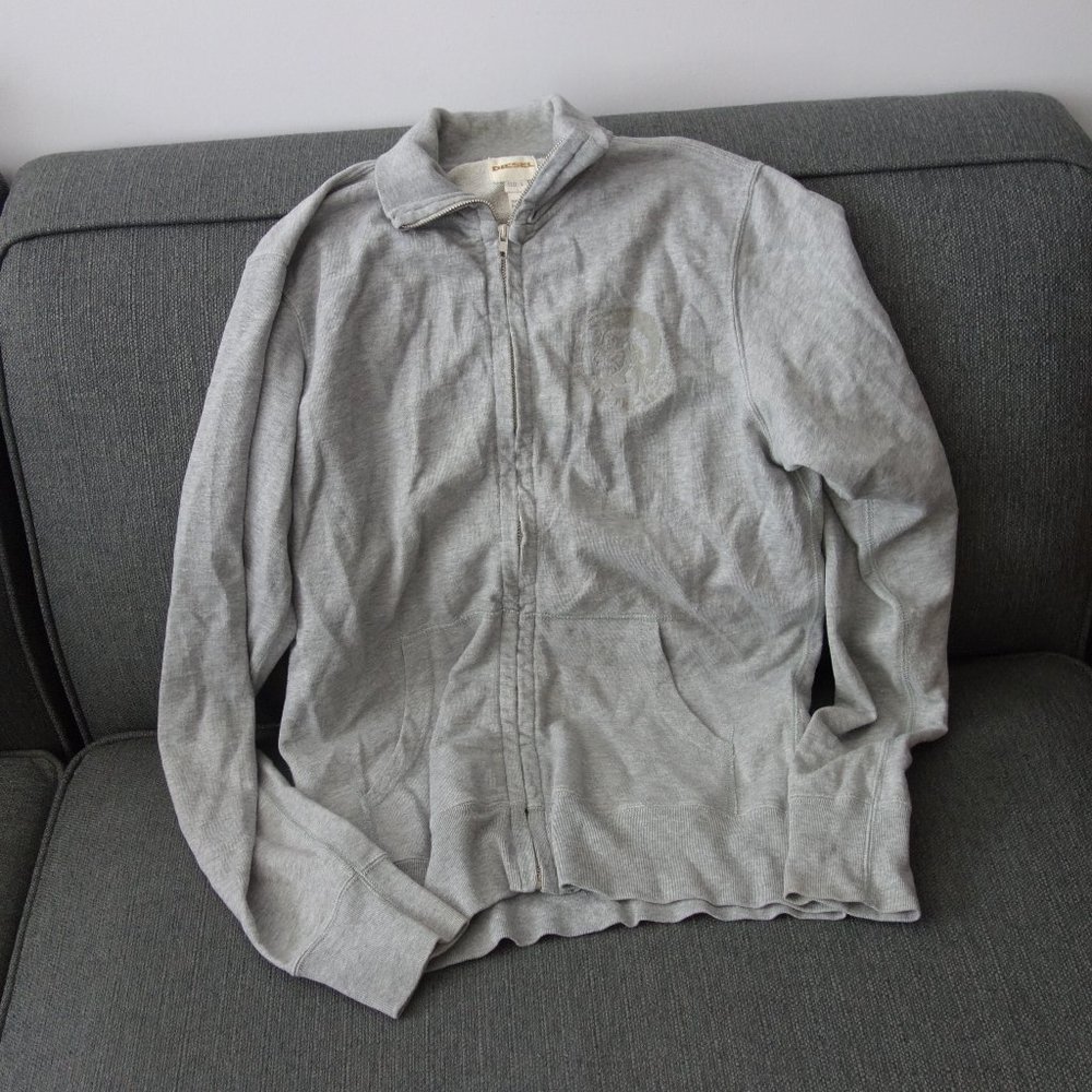 Diesel Only the Brave Gray Zip Up Sweater with Pockets Made in Bulgaria Size L